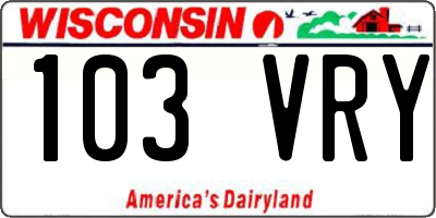 WI license plate 103VRY