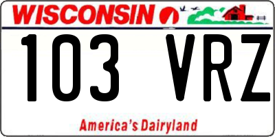 WI license plate 103VRZ