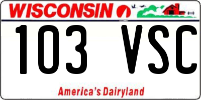 WI license plate 103VSC