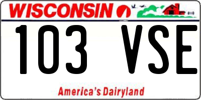WI license plate 103VSE