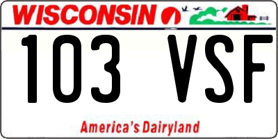 WI license plate 103VSF