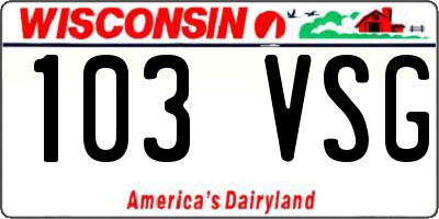 WI license plate 103VSG