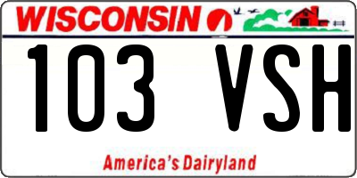 WI license plate 103VSH