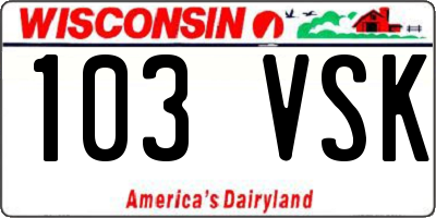 WI license plate 103VSK