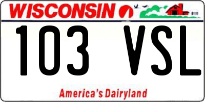 WI license plate 103VSL