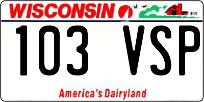 WI license plate 103VSP