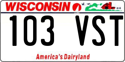 WI license plate 103VST