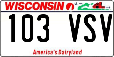 WI license plate 103VSV