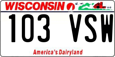 WI license plate 103VSW
