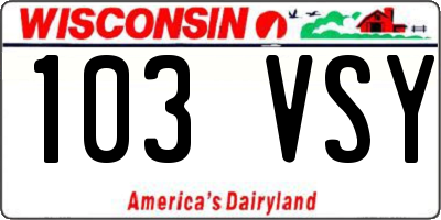 WI license plate 103VSY