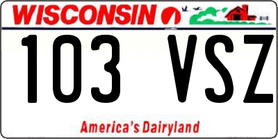 WI license plate 103VSZ