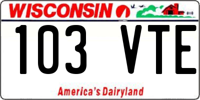 WI license plate 103VTE