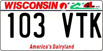 WI license plate 103VTK