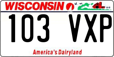WI license plate 103VXP
