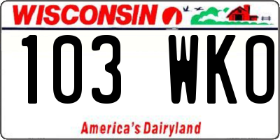 WI license plate 103WKO