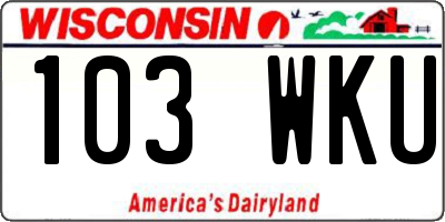 WI license plate 103WKU