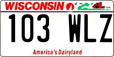 WI license plate 103WLZ