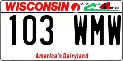 WI license plate 103WMW