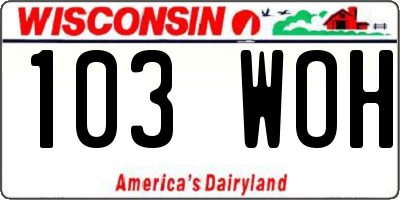 WI license plate 103WOH