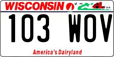 WI license plate 103WOV