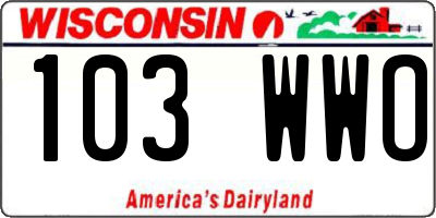 WI license plate 103WWO