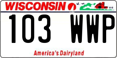 WI license plate 103WWP
