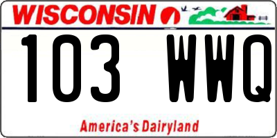 WI license plate 103WWQ