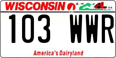 WI license plate 103WWR