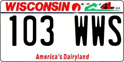 WI license plate 103WWS
