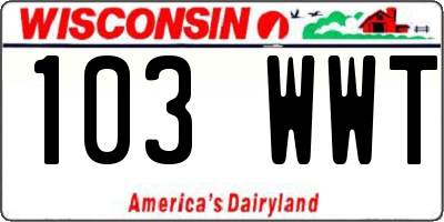WI license plate 103WWT