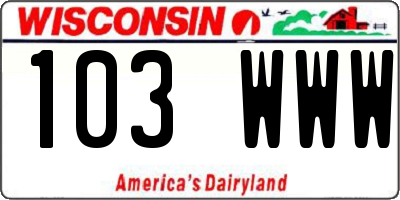 WI license plate 103WWW