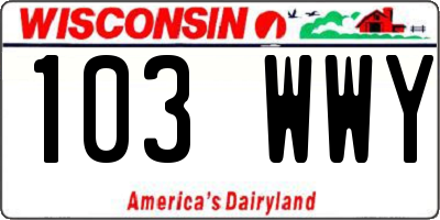 WI license plate 103WWY