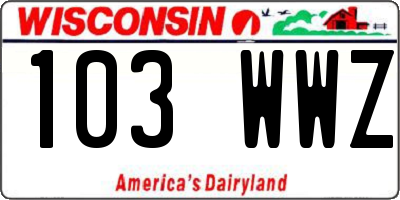 WI license plate 103WWZ