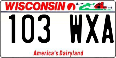 WI license plate 103WXA
