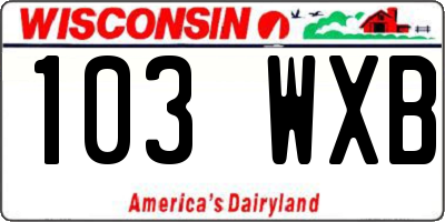 WI license plate 103WXB