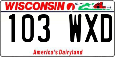 WI license plate 103WXD