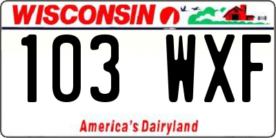 WI license plate 103WXF