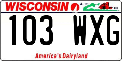 WI license plate 103WXG