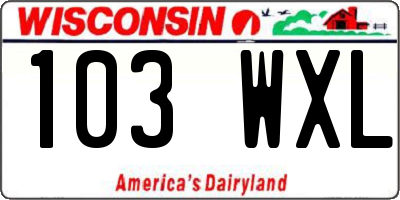 WI license plate 103WXL