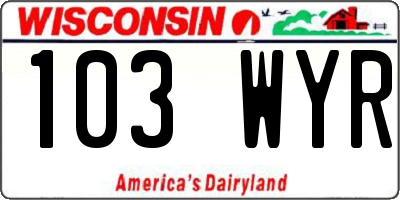 WI license plate 103WYR