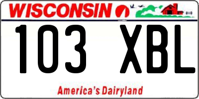 WI license plate 103XBL