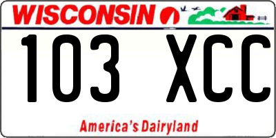 WI license plate 103XCC