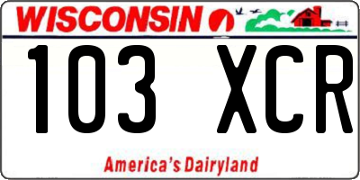 WI license plate 103XCR