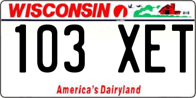 WI license plate 103XET