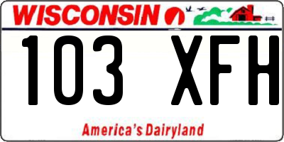 WI license plate 103XFH