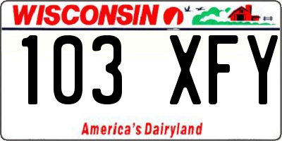 WI license plate 103XFY