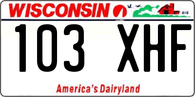 WI license plate 103XHF