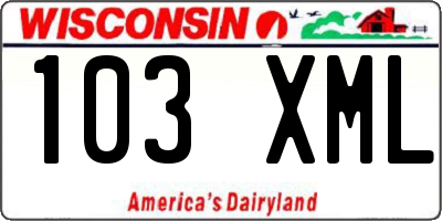 WI license plate 103XML