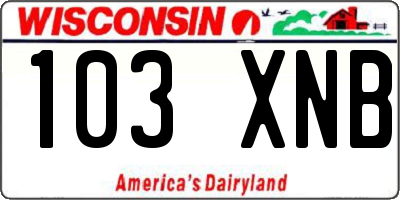 WI license plate 103XNB