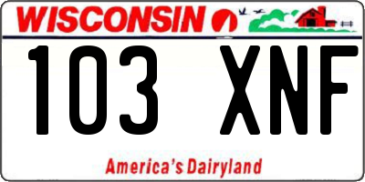WI license plate 103XNF